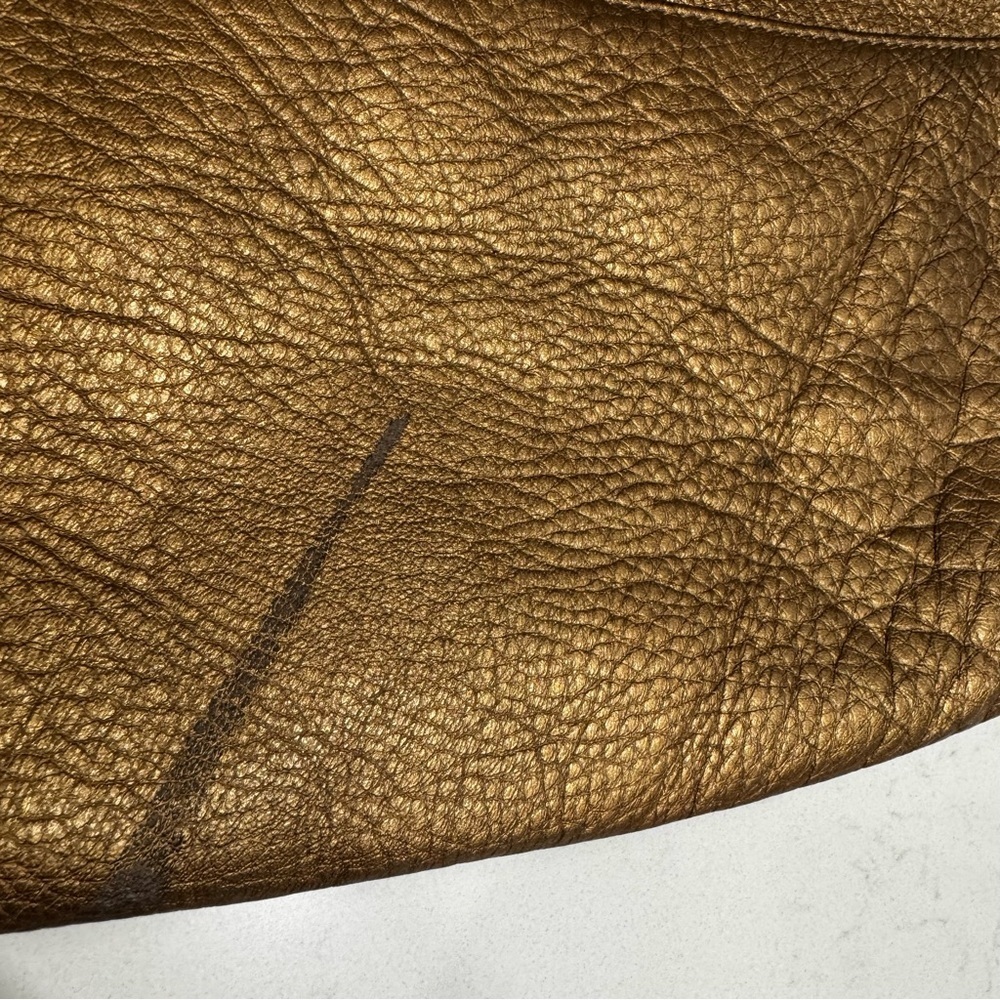 Vintage Soprano Gold Leather Hobo Bag Studded Brown Handles - Picture 9 of 9